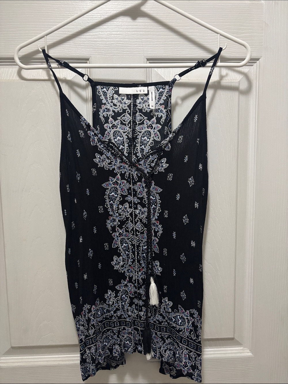 Navy blue and paisley tank